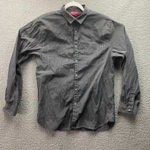 Montage Adult Gray Striped Long Sleeve Mens Button Down Shirt Pockets L